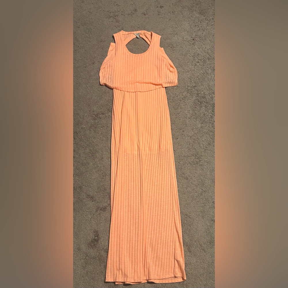 Peach Strapless Maxi Dress